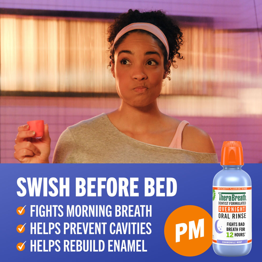TheraBreath AM + PM Mouthwash Bundle. Morning & Overnight Rinses. 16 fl oz. 2-Pack