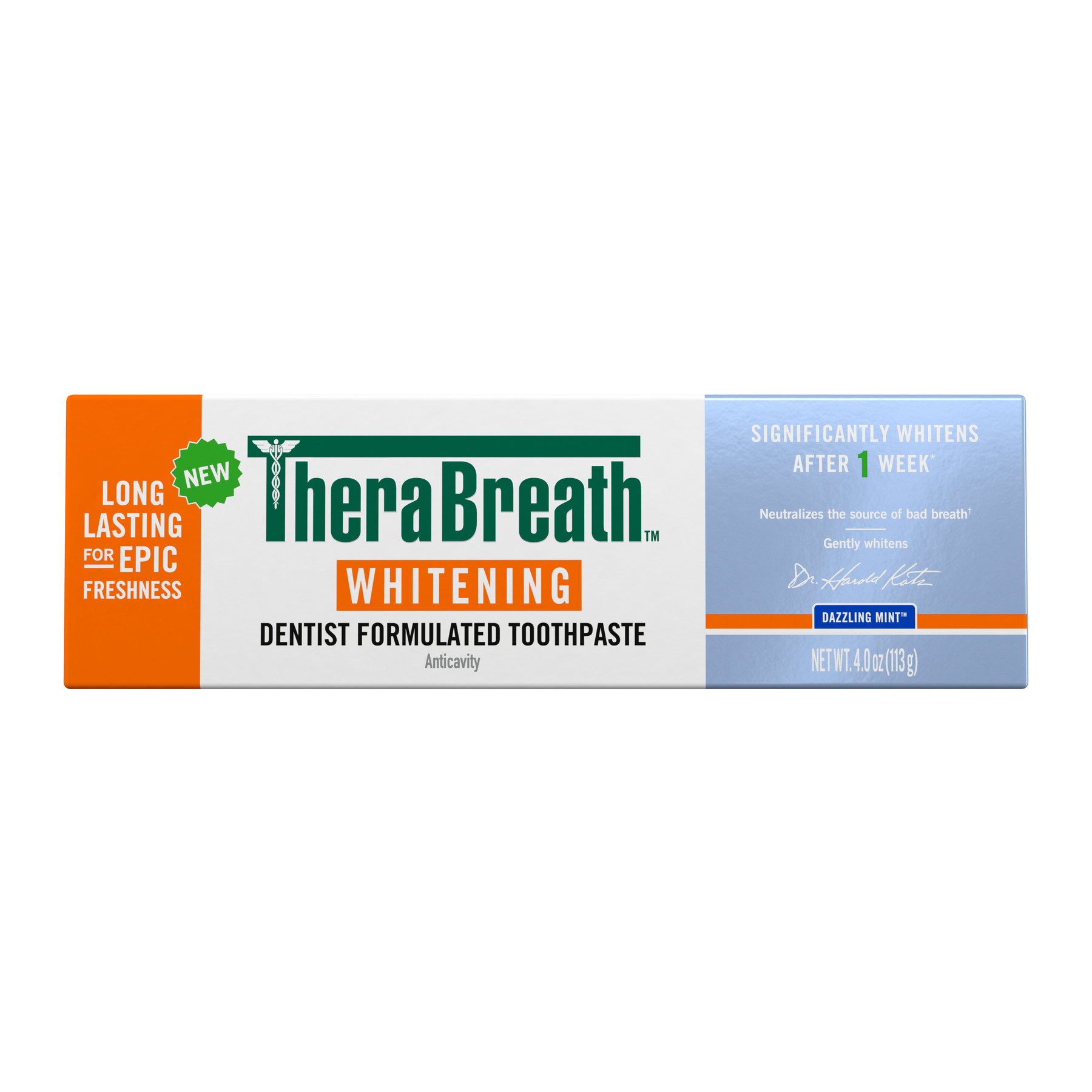 TheraBreath Whitening Toothpaste. Peroxide-Free & Anticavity. Dazzling Mint