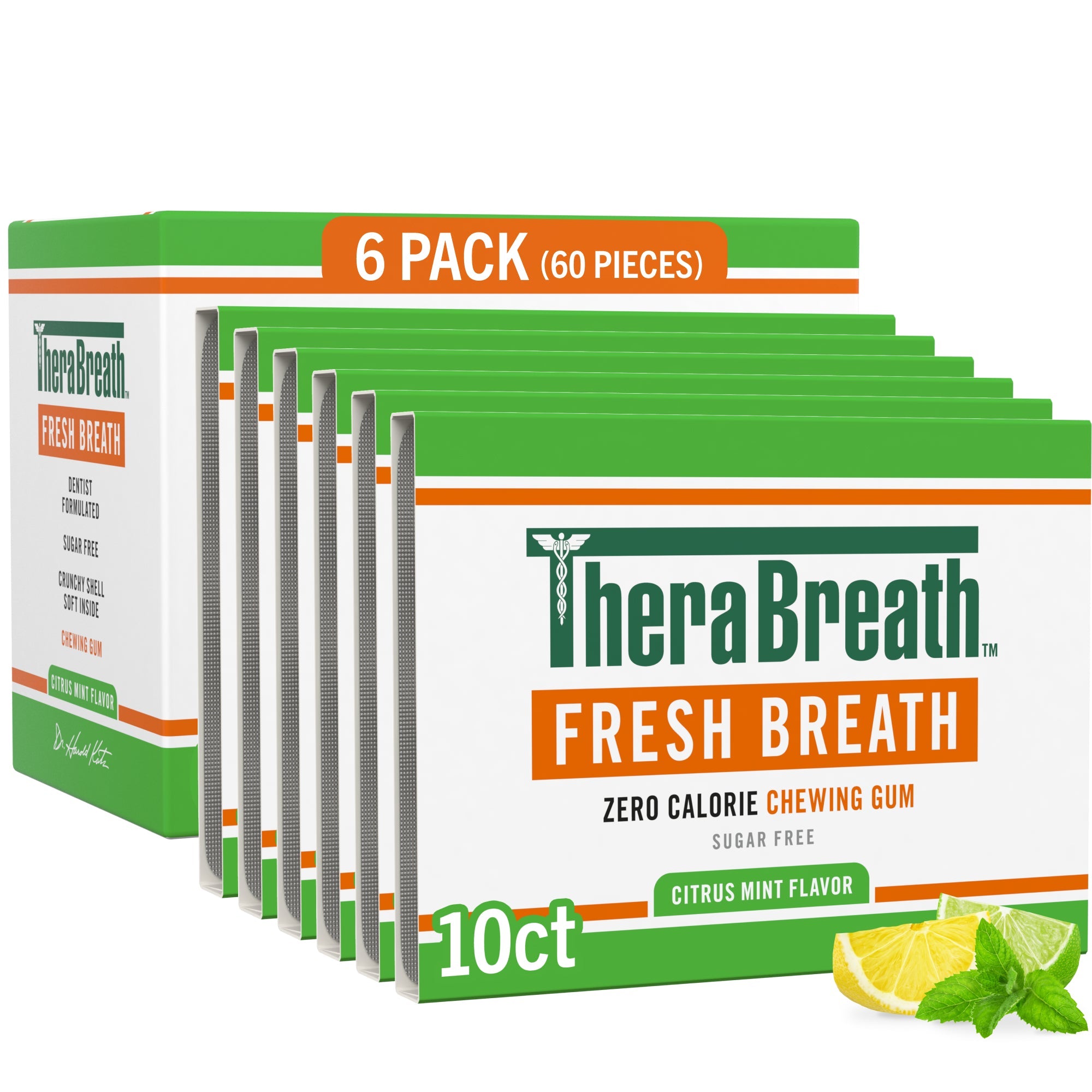 Fresh Breath Chewing Gum. Citrus Mint Flavor